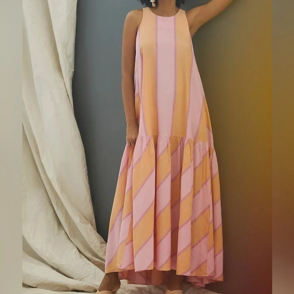 Anthropologie Devotion Twins Waistless Crewneck Maxi 100% Cotton Dress Size OS - Picture 2 of 11